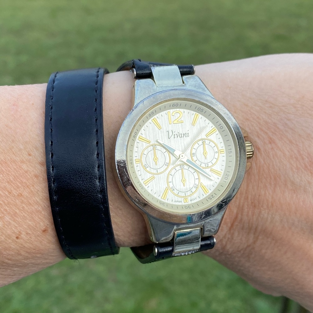 Vivani wrap watch black vegan leather Japan movement